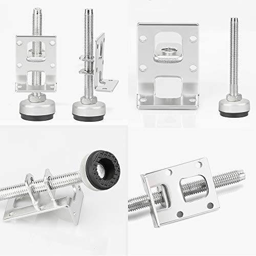 4 Pack Heavy Duty Leveling Feet, Furniture Leg Adjustable Load Levelers Foot, Furniture Leveler Leg, Leveling Height for Workbench Cabinet Pool Table Bench Machine Cabinet Refrigerator Feet - color: Silver