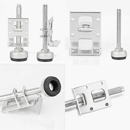 4 Pack Heavy Duty Leveling Feet, Furniture Leg Adjustable Load Levelers Foot, Furniture Leveler Leg, Leveling Height for Workbench Cabinet Pool Table Bench Machine Cabinet Refrigerator Feet - color: Silver