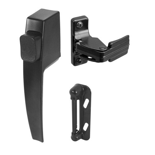 Prime-Line K 5007 Screen and Storm Door Push Button Latch Set With Night Lock, Fits Doors 5/8 – 1-1/4 In. Thick, Black Finish (Single Pack) - color: Black, size: 5/8 in. (Standard)