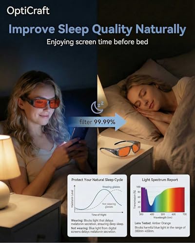 Blue Light Blocking Glasses Wear Over Prescription to Reduce Eye Strain, Lightweight Wraparound Design, Amber-Tint Lenses Block UV400 & 380-500nm Rays, Enhancing Gaming Focus, Better Sleep - color: A02 Grey Frame / Orange Lens