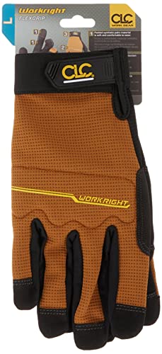 Custom Leathercraft124L Workright Flex Grip Work Gloves, Shrink Resistant, Improved Dexterity, Tough, Stretchable, Excellent Grip , Assorted - size: Large (Pack of 1)
