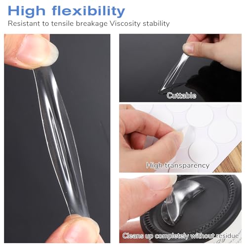 50 Pcs Double Sided Adhesive Dots for Car Dashboard, 1" Round Double-Sided Mounting Tape Clear Removable Sticky Pads for Vehicle Decor Car Phone Mounts Home Office