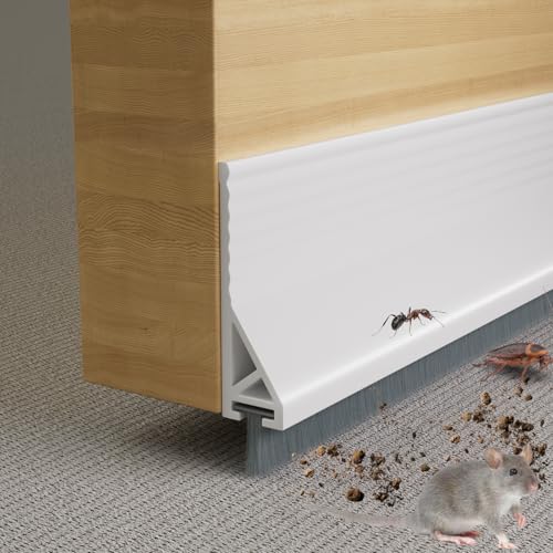 39”X2 Under Door Draft Stopper with Brush,Bottom of Door Sweeps for Exterior & Interior,Gap Filler Sound Blocker Seal Strip,Draft Guard Dust Stopper(White) - color: White, size: 39"×2Pack