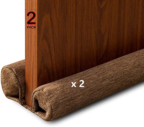 2 Pack Door Darft Stopper Weather Stripping Bottom of Door Seal Dust and Noise Blocker Gap1.5 Inch Door Sweep Guard Insulation Adjustable 32-36 Inch (Chestnut) - color: Chestnut (2 Pack), size: 36"