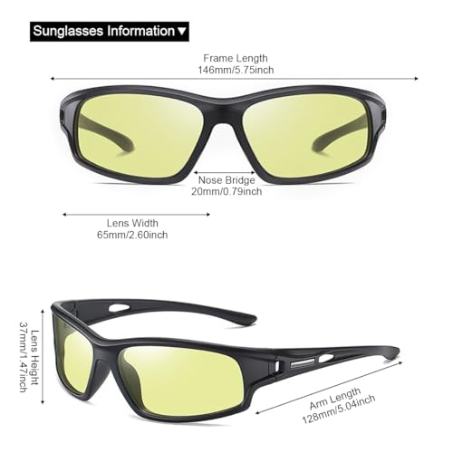 YIMI Polarized Photochromic Driving z87 Sunglasses For Men Women Day and Night safety glasses - color: Photochromic/Yellow Lens