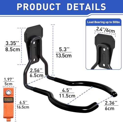 Heavy Duty Garden Power Tool Hanger, Garage Storage Utility Hooks with Storage Straps, Electric Tool Hooks, String Trimmer Hangers, Garden Tool Organizer, Weedeater Rack (1, Black) - color: Black-1