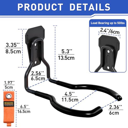 Heavy Duty Garden Power Tool Hanger, Garage Storage Utility Hooks with Storage Straps, Electric Tool Hooks, String Trimmer Hangers, Garden Tool Organizer, Weedeater Rack (1, Black) - color: Black-1