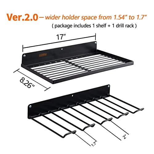 UU-Major Power Tool Organizer with Charging Station,Drill Holder Wall Mount,Garage Storage Shelves for Organization and Storage,Heavy Duty Pegboard Wall Organizer Set Solid Metal Black - style: 1shelf+1rack