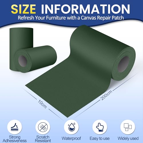 Self-Adhesive Canvas Repair Tape, 4" x 79" Waterproof Canvas Repair Patch, Fabric Patch Repairs Kit for Furniture, Tents, Sunbrellas, Boat Covers Awnings, Couches, Clothes, Bags Army Green - color: Army Green, size: 4" x 79"