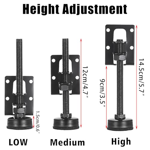 4 PCS Adjustable Feet Levelers, Heavy Duty Leveling Feet 4.7",Adjustable Table Legs Leveler for Furniture Metal Load Levelers for Table, Cabinets, Workbench, Wardrobe Furniture Foot Black - size: 4 Pack