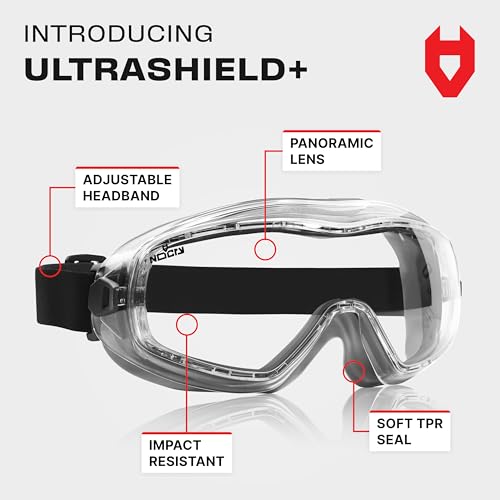 NoCry Anti Fog Safety Goggles for Men and Women with Premium Anti Scratch Coating - Vented Panoramic Lab Goggles; ANSI Z87 Certified Lab Safety Goggles, Eye Protection Goggles with Adjustable Headband