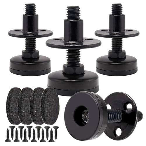 NEWBYTEK Furniture Leveling Feet Heavy Duty, Adjustable Furniture Feet Levelers Screw on Heavy Duty Desk/Chair/Cabinet/Dresser/Bench Leg Leveler, Round T-Nut Kit 3/8”-16 Thread (4 Pack, Black) - size: Short, 4 Pack