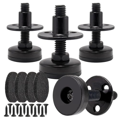 NEWBYTEK Furniture Leveling Feet Heavy Duty, Adjustable Furniture Feet Levelers Screw on Heavy Duty Desk/Chair/Cabinet/Dresser/Bench Leg Leveler, Round T-Nut Kit 3/8”-16 Thread (4 Pack, Black) - size: Short, 4 Pack