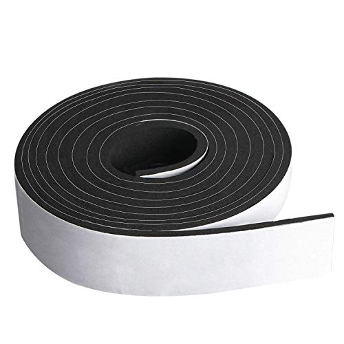 Neoprene Foam Strip Roll by Dualplex, 2" Wide x 10' Long x 1/16" Thick, Weather Seal High Density Stripping with Adhesive Backing – Weather Strip Roll Insulation Foam Strips - size: 2" Wide x 10' Long x 1/16" Thick