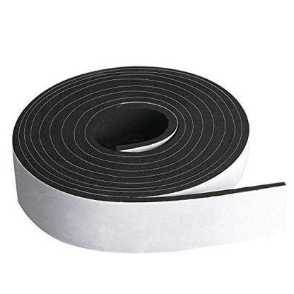 Neoprene Foam Strip Roll by Dualplex, 2" Wide x 10' Long x 1/16" Thick, Weather Seal High Density Stripping with Adhesive Backing – Weather Strip Roll Insulation Foam Strips - size: 2" Wide x 10' Long x 1/16" Thick