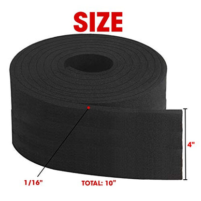 Neoprene Foam Strip Roll by Dualplex, 4" Wide x 10' Long x 1/16" Thick, Weather Seal High Density Stripping – Weather Strip Roll Insulation Foam Strips - 10 Feet Long - size: 4" Wide x 10' Long x 1/16" Thick
