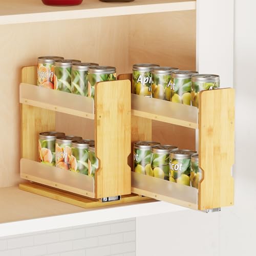 SpaceAid Bamboo Pull Out Spice Rack Organizer for Cabinet, Heavy Duty Slide Out Seasoning Kitchen Pantry Sliding Vertical Organization, 7.3" Wide, 2 Drawers(3" Wide), 2-Tier, Natural - color: Natural, size: 7.3" Wide, 2 Drawers(3" Wide), 2-Tier