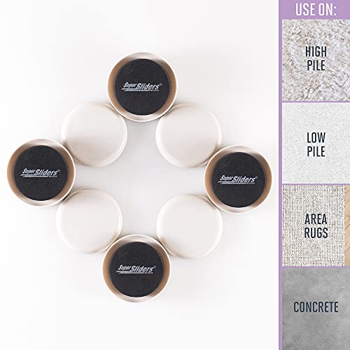 Super Sliders 2 1/2" Round Reusable Furniture Sliders- Easily Move Small to Medium Sized Items Across Carpet 8 Pack Beige
