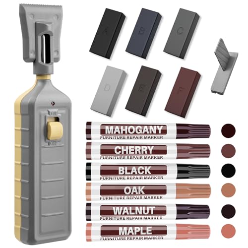 Wood Floor Repair Kit, 6 Color Hard Wax Laminate Flooring Repair Kit with Heat Pen, Vinyl Laminat Furniture Touch Up Marker Restore Scratches, Stains, Cracks, Holes for Wooded Floor,Door,Table,Cabinet - color: C-6 Colors