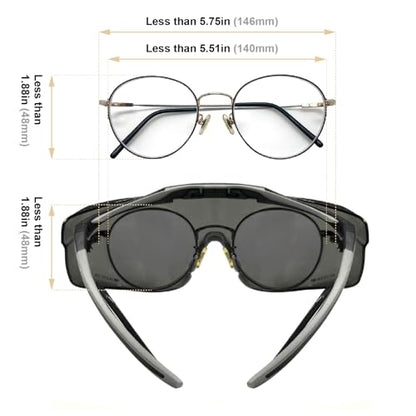 HTS HUNTERSKY ANSI Z87.1+ Anti Fog Lab Safety Glasses Fit Over Eyeglasses Up to 1.88 inch 100% UV Protective OTG Goggles - color: 3906c Black-gray / Clear Lens