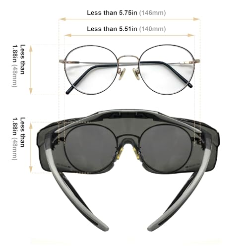 HTS HUNTERSKY ANSI Z87.1+ Anti Fog Lab Safety Glasses Fit Over Eyeglasses Up to 1.88 inch 100% UV Protective OTG Goggles - color: 3906s Black-gray / Gray Lens