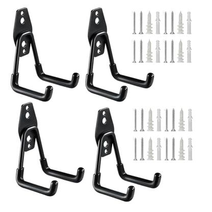 Heavy Duty Garage Storage Utility Hooks，Garden Bike Tool Hangers Organizer，Steel Wall Mount Power Hooks, Metal Small U Hooks for Hanging Ladders Ropes Hose Bulk Items, 4 Pack - size: 4 Pieces