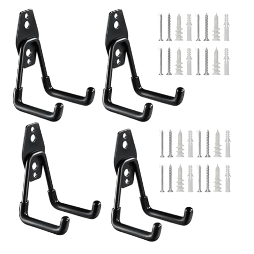 Heavy Duty Garage Storage Utility Hooks，Garden Bike Tool Hangers Organizer，Steel Wall Mount Power Hooks, Metal Small U Hooks for Hanging Ladders Ropes Hose Bulk Items, 4 Pack - size: 4 Pieces