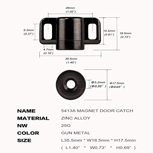 Keenkee 2 Pack Magnetic Cabinet Door Catch with Neodymium Magnet Cabinet Latch Magnetic Closure Hardware for Kitchen Cupboard and Closet Door Closing, Black Tone Gun Metal - color: Gun Metal 2ps