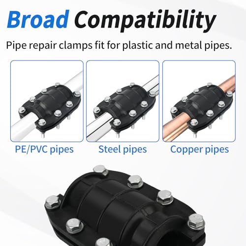 Water Pipe Repair Clamp Kit Leak Sealer, 1 Inch Emergency Pipe Repair Kit for Plastic and Metal Pipes OD 25MM, Replace Pipe Patch Kit Fix Leak Pip