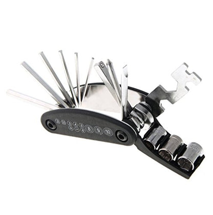 Motorcycle Bike Mechanic Repair Tool Kit with 16 In 1 Multi-Function Allen Key Multi Hex Wrench Screwdriver for Home Outdoor Travel Camping Sport Bicycle Cycling