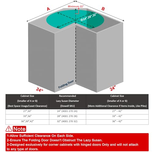 Dowell Base Cabinet Kidney Shape Dia.32 270° Lazy Susan, 2 Shelves, Kitchen Base Corner Cabinet Organizer (Chrome 4001 270 32) - size: Base Cabinet Kidney Shape Dia.32" 270°