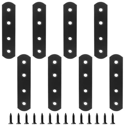 Jiozermi 8 Pcs Straight Brace, Flat Brace 3.9” x 0.8”, Stainless Steel Straight Bracket, Mending Joining Plates for Wood, Board, Bed Frame, Furniture & Shelves, Matte Black - size: Black, 3.9” x 0.8”, 8 Pcs