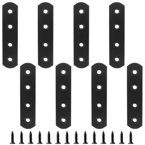 Jiozermi 8 Pcs Straight Brace, Flat Brace 3.9” x 0.8”, Stainless Steel Straight Bracket, Mending Joining Plates for Wood, Board, Bed Frame, Furniture & Shelves, Matte Black - size: Black, 3.9” x 0.8”, 8 Pcs