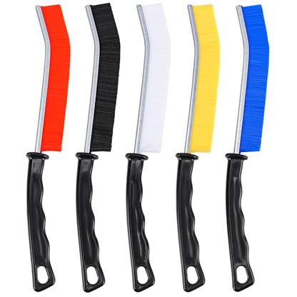 [5 Pack] Crevice Cleaning Brush, Hard Bristle Grout Cleaner Brush, Ultra-Thin Gap Cleaning Tool, Window Track Cleaner with Anti-Slip Handle, Deep Reach Scrub Brush for Bathroom Kitchen