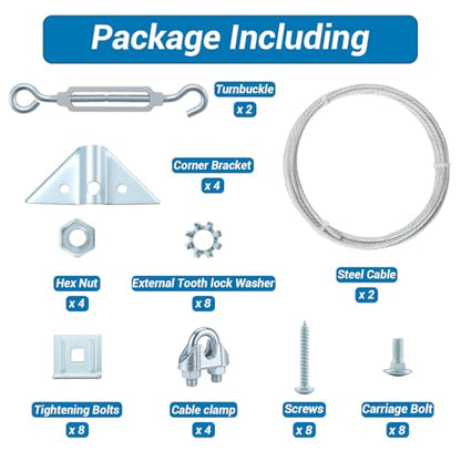 HOME MASTER HARDWARE 2 Pack Anti Sag Gate Kit for Wooden Fence Repair, Zinc Plated Steel, Anti-sag Gate Hardware Kit - Turnbuckle, Hooks, Heavy Steel Cable(7.5ft), Screws - color: Zinc, size: 2 Pack