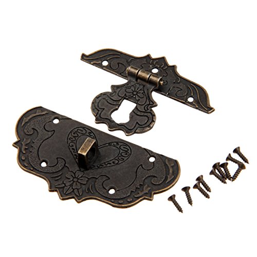 dophee Retro Decorative Lock, Latch Hasps, Pulls Handles, Hinges and Corner Brackets Hardware Kit for Jewelry Box Cabinet Wooden Box Handcrafts Project - style: Corner Bracket Kit