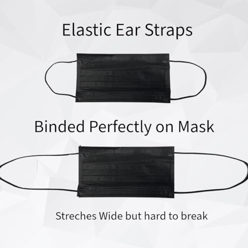 FLTR 75 Pack Black Disposable Face Masks, General Use, Non-medical, 3 Layer Protection Face Masks for Adult, Teenager, Seniors (75, Black) A Trend Deals