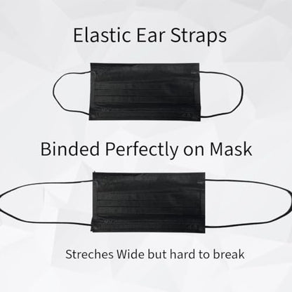 FLTR 75 Pack Black Disposable Face Masks, General Use, Non-medical, 3 Layer Protection Face Masks for Adult, Teenager, Seniors (75, Black) A Trend Deals