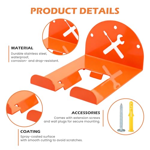 Trimmer Rack Wall Mount - Heavy Duty Wall Hanger for Grass Trimmer Garden Tools Chainsaw Hedge Trimmer 4 Pack Orange - size: 4 PACK