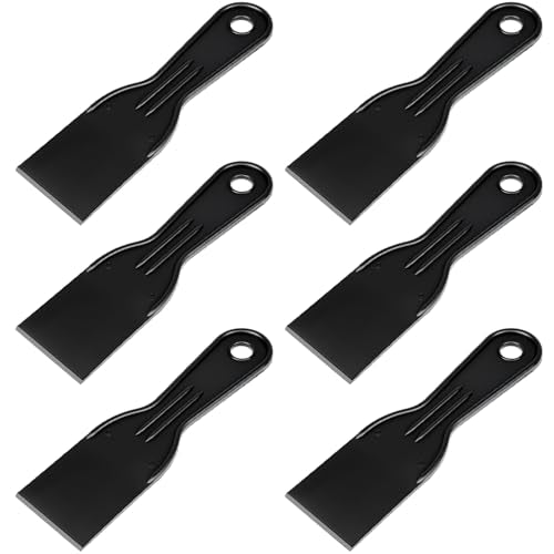 6 Pcs Plastic Putty Knife, 2 Inch Black Putty Knife Scraper Flexible Putty Scraper Wall Scraper Plastic Paint Scraper Tool for Repairing Spackling Patching Plastering and Painting