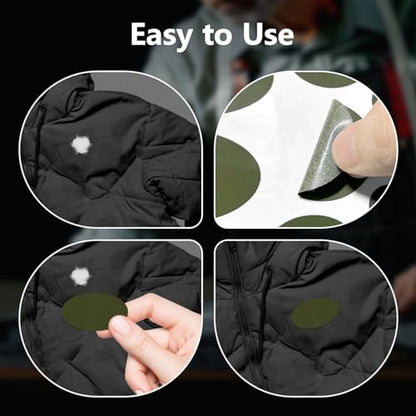 Down Jacket Patches Nylon Repair Tape Self-Adhesive Repair Patch | Pre-Cut, Waterproof Tear-Resistant Rip-Stop Nylon Fabric Patches to Fix Holes in Clothing, Sleeping Bags - color: Olive