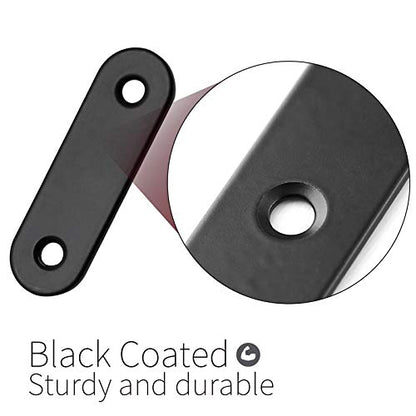 Jiozermi 12 Pcs Straight Brace, Flat Brace 2” x 0.6”, Stainless Steel Straight Bracket, Mending Joining Plates for Wood, Board, Bed Frame, Furniture & Shelves, Matte Black - size: Black, 2” x 0.6”, 12 pcs