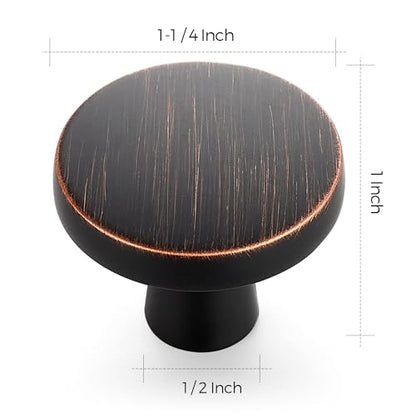 Ravinte 25 Pack Drawer Pulls 1-1/4 Inch Kitchen Cabinet Knobs Solid Round Dresser Drawer Knobs Oil-Rubbed Bronze Dresser Knobs Drawer Knobs Simple Cabinet Hardware for Cupboard Drawer Pulls - color: Oil Rubbed Bronze