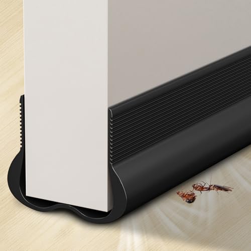 Door Draft Stopper, 36" Cuttable Door Sweep for Bottom of Door, Under Door Draft Blocker Insulator, Weather Stripping Door Seal, Door Gap Filler Soundproof, Dust Blocker, Noise Stopper (Black, 36") - color: Black, size: 36"