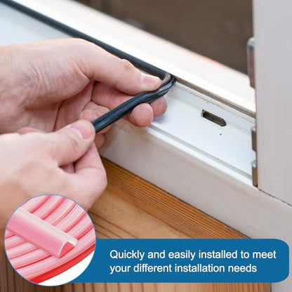 PATIKIL Silicone Weather Stripping Door Seal, 9.8 ft D Shape Weather Stripping Self Adhesive Door Seal Strip for Door Frame, Window Sealing, Large Gap, 25/64" Wx5/128 Tx1/5 H, Clear/Red - size: 9.8 ft Long, 25/64"Wx5/128"Tx1/5"H