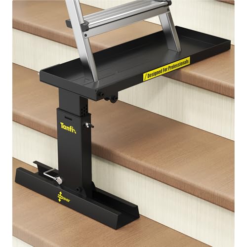 Foldable | Heavy-Duty Ladder Extender Pro, High Strength Steel Material Design Ladder Extension Pro for Stairs w/Non-Slip Mat, 9.25-15.5" Adjustable Height, Applicable Ladder Feet Spacing 20" - size: Standard 9.25-15.5"