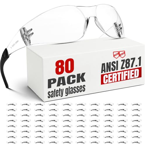 Clear Safety Glasses for men women, ANSI Z87.1 Safety Glasses Bulk 80pack, Scratch&Impact-Resistant Clear Protective Glasses for construction, lab, in-/outdoor work - color: 80pcs-clear
