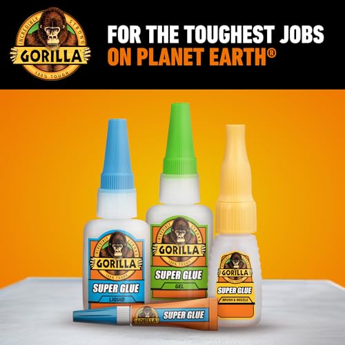 Gorilla Super Glue with Brush & Nozzle Applicator, Clear Glue, 12 Gram (Pack of 1) - All Purpose and Fast Setting for Projects and Repairs - size: 1 - Pack