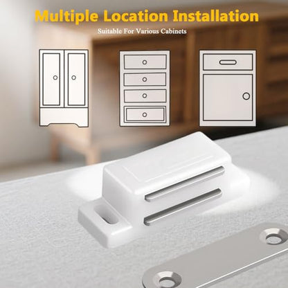Cabinet Magnetic Catch - 16 Pack Cabinet Door Magnetic Latch for Cupboards Drawers Closet Doors and Shutters (White) - color: White