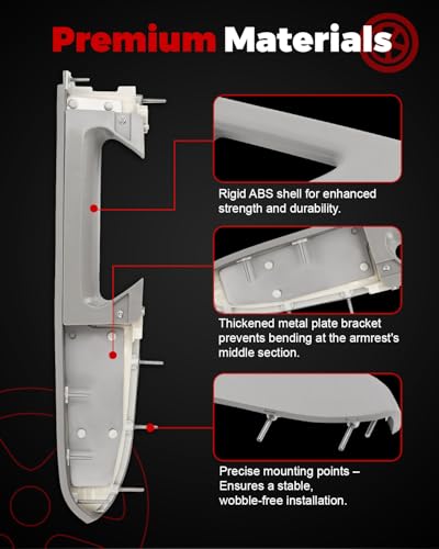 22818466 Front Left Driver Side Armrest Repair Kit Compatible with 2010-2014 Silverado 1500 2500HD 3500HD Sierra 1500 2500 HD 3500 HD Door Panel with Release Handle Below Armrest -Gray - size: 22818466